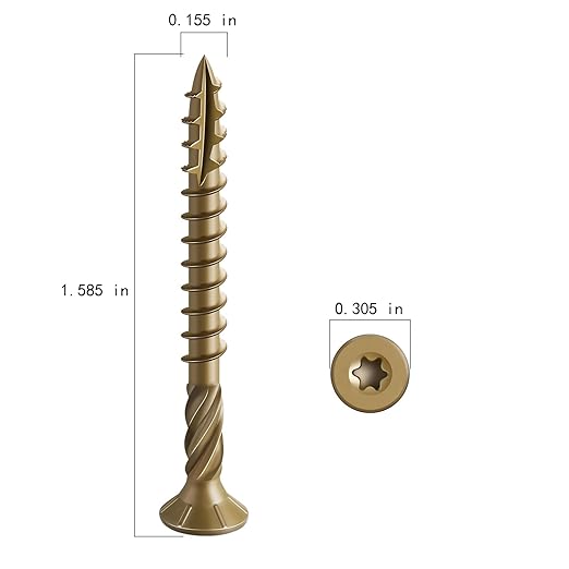 #8 * 1-5/8" Deck Screws, (377pcs) 2 lbs.Exterior Wood Screws, Rust Resistant epoxy Coated, Bronze, T20 Star Bit