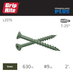 Grip-Rite L2ST5 PrimeGuard Plus #9 x 2 Wood to Wood Deck Screw, Green, 5lb Box