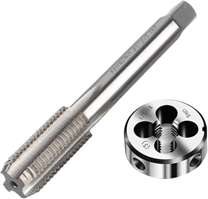 1/2-18 Tap And Die Set, Machine Thread Tap And Round Thread Die Right Hand HSS Taper