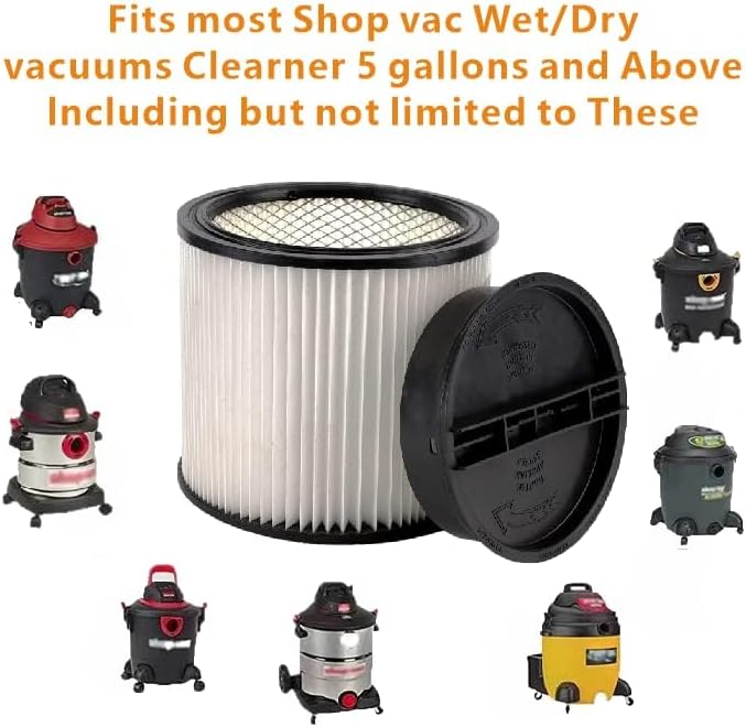 Replacement Filter For Shop Vac Filters 90304 90585 Wet Dry Shop Vac Filter - Perfect for Wet Dry vacuum cleaner Shop vac Filters 5 Gallon and above - Long