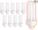 GoodBulb 26 Watt CFL Light Bulbs 4 Pin GX24Q-3 Base 3500K Neutral White 26W High Output 1800 Lumens Triple Tube Compact Fluorescent Light Bulbs Plug-in 10 Pack