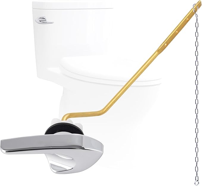 Universal Metal Side Mount Toilet Handle Replacement Kit Compatible with Kohler K-GP30324-CP/Glacier Bay Toilet with 1pc Flapper Chain, Toilet Flusher Lever, Chrome