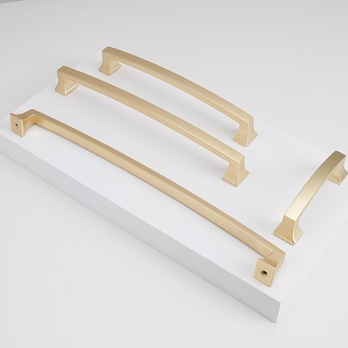 COTYKILEY 10 Pack 10 Inch(254mm) Brushed Brass Cabinet Handles Gold Kitchen Cabinet Pulls Cabinet Door Handles Kitchen Cabinet Hardware