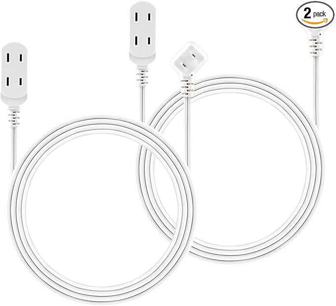 Philips 2-Pack Indoor Extension Cord Power Strip 6 ft, Flat Plug with Multiple Outlets, 2 Prong, White, ETL Listed, SPS3535W/37