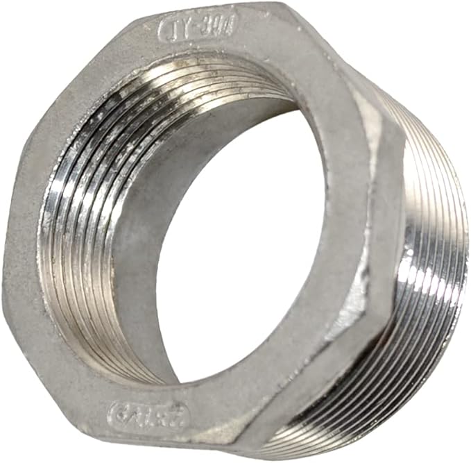 2" Male NPT to 1-1/2" Female NPT Female Reducing/Reducer Bushing Pipe Fitting,Adapter,Stainless Steel SS 304 Hex Bushing…