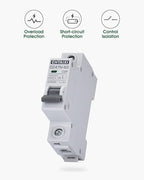AC Miniature Circuit Breaker, 25 Amp 120V/240V 1 Pole DIN Rail Mount Circuit Breaker, Thermal Magnetic Trip, Solar AC Disconnect Switch MCB C25