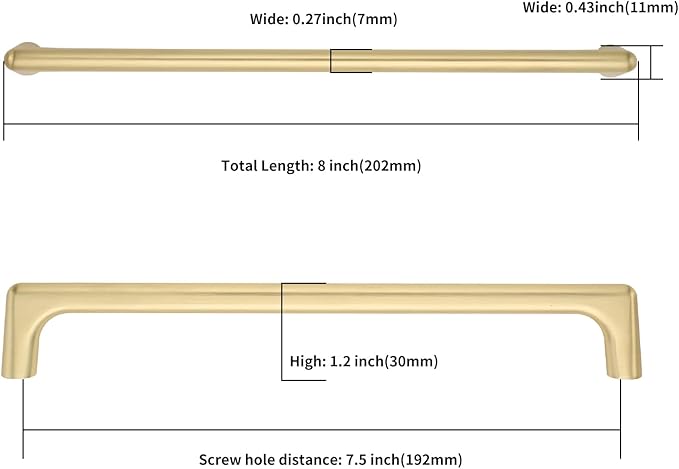 10 Pack Brushed Gold Cabinet Pulls 7.5 Inch Kitchen Cabinet Handles Cabinet Hardware Kitchen Handles for Cabinets Cupboard Handles Gold Dresser Pulls Drawer Handle