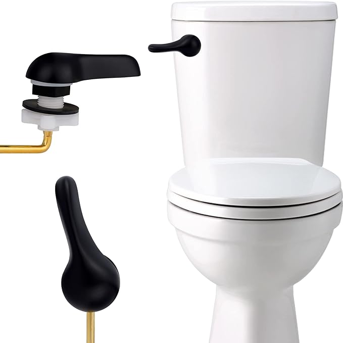 iFealClear 2-Pack Toilet Handle Replacement Kit, Universal Front-Mount Tank Flush Lever, Solid Brass Trip Lever - Matte Black