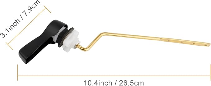 Hibbent Universal Metal Side Mount Toilet Handle Replacement Kit, Brass Toilet Flush Tank Lever with Stainless Steel Flapper Chains for Most Toilets, Matte Black Finish