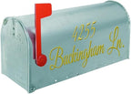 VWAQ Mailbox Address Decal Set of 2 - Insert Street Name & Address Personalized Decals CMB7 (Gold, 19"W X 6.5"H)