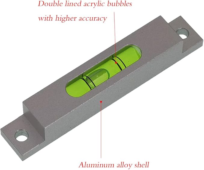 Aluminum alloy small bar level, square horizontal bubble, water level ruler, installation hole adjustable head (90 * 15 * 15mm)