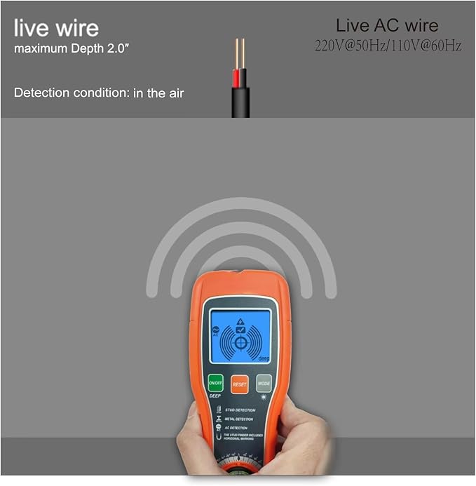 Stud Finder Wall Scanner, 5 in 1 Multi-functional Stud Locator with Microprocessor Chip and HD LCD Display for Center and Edge of Wood, AC Wire, Metal and Studs Detection