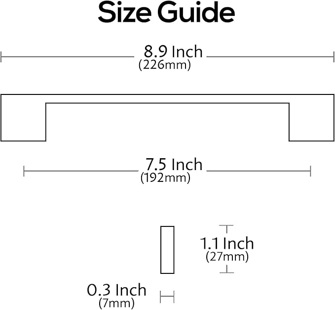 Alzassbg 10 Pack Champagne Copper Cabinet Pulls, 7-1/2 Inch(192mm) Hole Centers Rectangle Cabinet Handles Kitchen Pulls for Drawers and Cabinets AL3051SCG