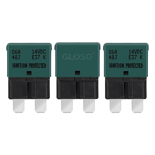 GLOSO Circuit Breakers E37 Auto (T1) Reset Low Profile ATC/ATO - (6A - 3 Pack)