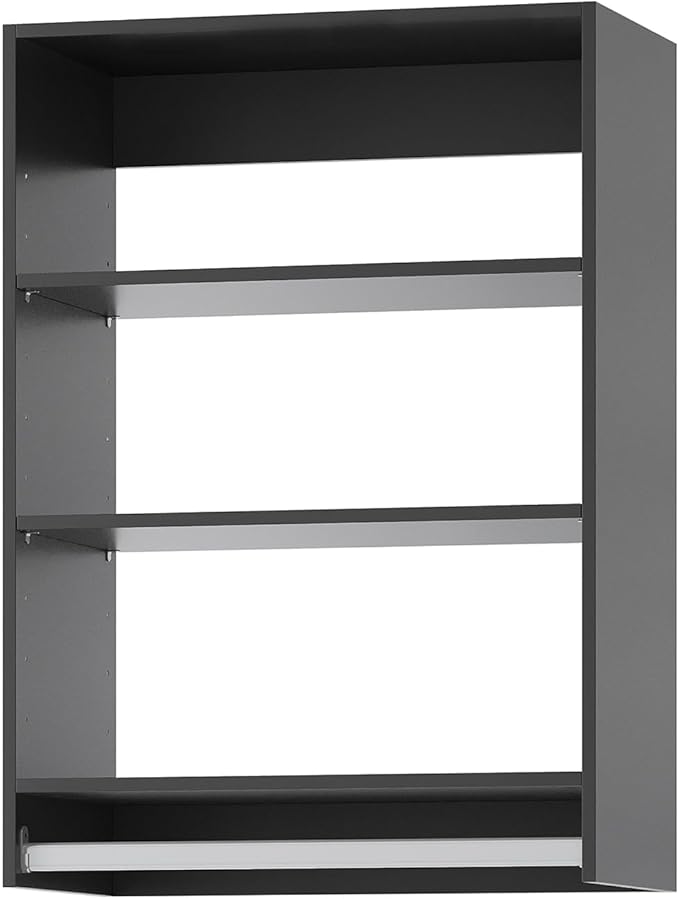 ROOMTEC 22.5" Medium Hanging Closet Unit, Modular Closet System with Hanging Rod, Wardrobe Organizer for Bedroom or Walk-in Closet, Wall Mounted, Customizable Clothes Storage Unit, Black