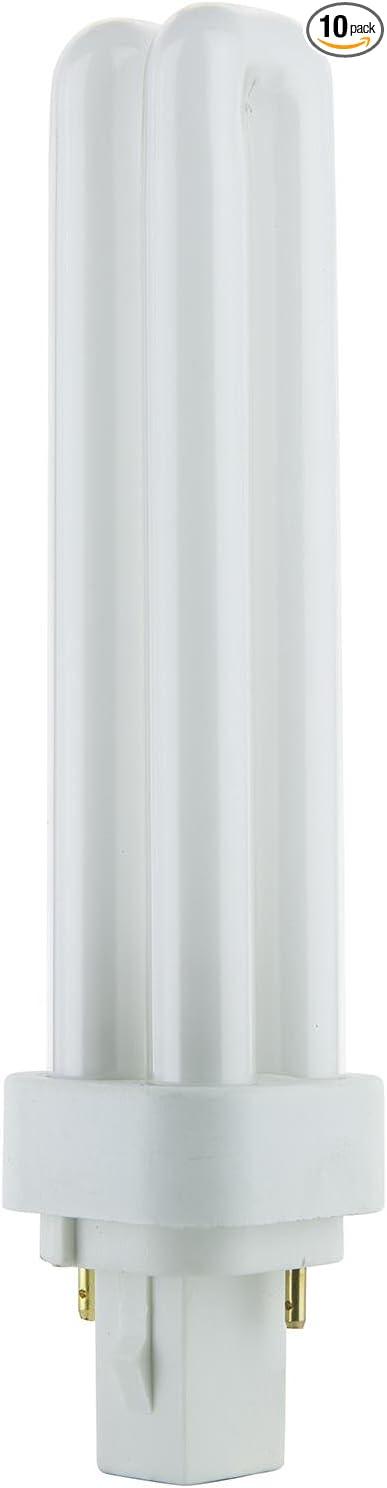 Sunlite PLD18/SP65K/10PK 6500K Daylight Fluorescent 18W PLD Double U-Shaped Twin Tube CFL Bulbs with 2-Pin G24D-2 Base (10 Pack)