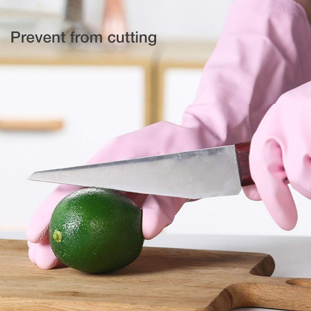 Alimat PluS 3 Pack Reusable Cleaning Gloves Latex Free, Dishwashing Gloves with Cotton Flock Liner and Embossed Palm, Waterproof Household Gloves for Laundry, Gardening (Large)