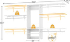 Cyclysio 96 Inch Closet Organizers and Storage, 8 FT Hanging Closet Organizer with 4 Adjustable Rods, Wardrobe Organizers with 3 Shelving Towers for 4-8FT Spaces(Cut-to-Fit), White