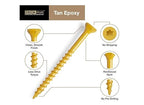 Deck Plus 1-5/8 Inch Epoxy Coated Exterior Wood and Fence Screws #8 x 1-5/8" Torx/Star Drive Included Coarse Thread, Outdoor Rust Resistant Decking Screw, Tan, Keg, 1700 Pieces | 49323