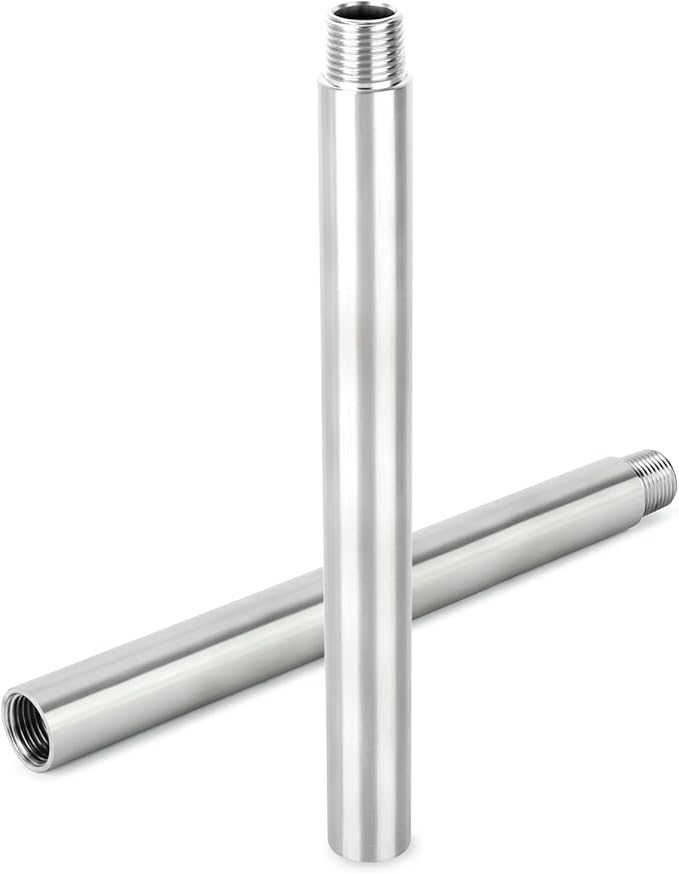 TAISHER 2PCS Stainless Steel Pipe Fittings, 1/2" NPT Male x 1/2" NPT Female Threaded, 10" Length Nipple Cast Pipe