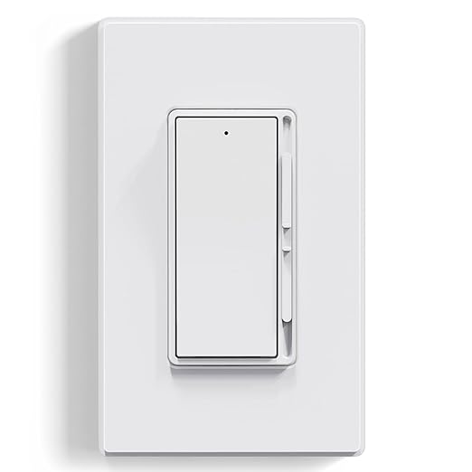 ELEGRP Digital Dimmer Light Switch for 300W Dimmable LED/CFL Lights and 600W Incandescent/Halogen, Single Pole/3-Way LED Slide Dimmer Light Switch, Wall Plate Included, UL Listed, 1 Pack, Matte White
