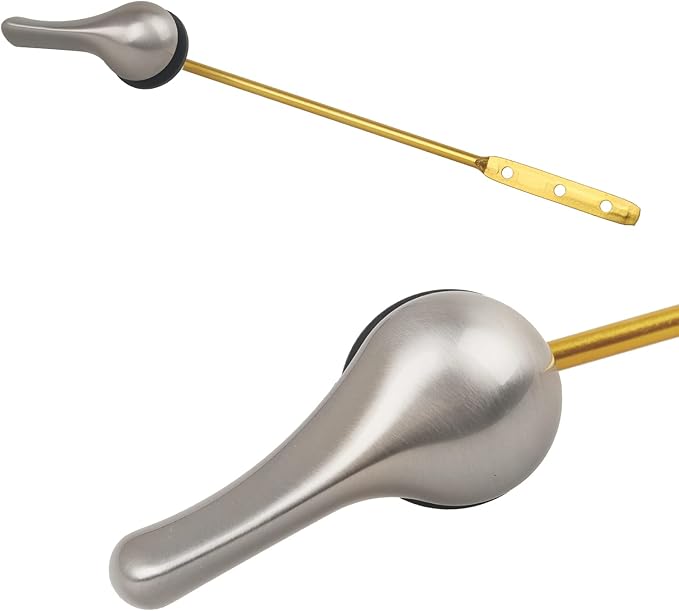 Toilet Handle Replacement Kit, 2-Pack Toilet Lever Flush Handle, Toilet Flusher Handle Lever with Stainless Steel Flapper Chain, Front Mount Toilet Trip Levers Fit for Most Toilet Tanks, Silver