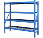 Heavy Duty Member Mark 4-Shelf Industrial Storage Rack, 77" W x 24" D x 72" H (Blue, 1 Pack)