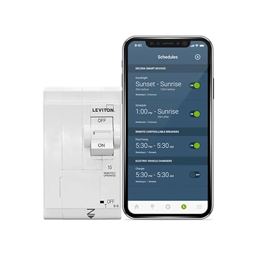 Leviton 2nd Gen Smart Circuit Breaker with Remote Control, Standard, 2-Pole 15 Amp, 120/240-Volt and 120/208-Volt, 10kA Interrupt Rating, LB215-ST