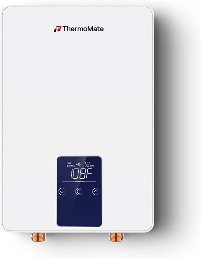 Mini Tankless Water Heater Electric 110V ~ 120V for Sink, ThermoMate 4.5kW 37.5A at 120V Small Point of Use Water Heater CSA Approved, Must HardWird Requiring 10AWG Wire