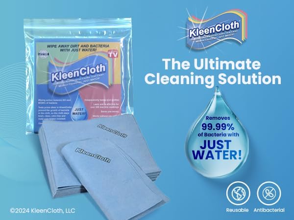 Reusable Antibacterial Cleaning Cloths – Removes 99.99% of Bacteria with Just Water | Silver-Embedded, Chemical, Odor, Streak & Scratch-Free for All Surfaces | 8 Pack