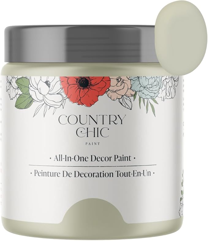 Country Chic All-in-One Chalk Paint for Furniture, Cabinets, Home Decor, Eco-Friendly, Matte Finish, Built-In Primer & Top Coat for Wood, Metal - Gentle Meadow (Green) - Pint 16 oz (475 ml)