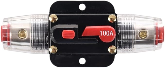 100A Auto Car Protection Stereo Switch Fuse Holders Inline Circuit Breaker Reset Fuse Inverter for Car Audio System Protection 12V-24V DC