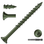 #10 x 2-1/2" Deck Screws (71Pcs) 1lb. Exterior Wood Screws. Carbon Steel, Green, Flat Head, Rust Resistant epoxy Coated, with T25 Star Bit