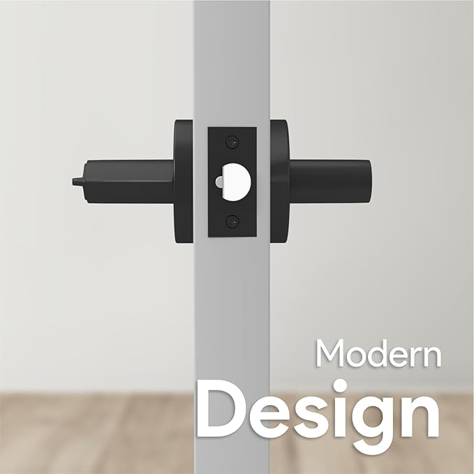 Mega Handles Ronn Entrance Entry Lever Door Handle Heavy Duty Round Locking Lever Set for Left or Right-Handed Doors, Interior/Exterior Door Levers - Matte Black (2 Pack) Keyed Alike