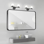 New Bathroom 2 Vanity Light Fixtures Brushed Black Milk White Globe Glass Shade Modern Wall Bar Sconce Over Mirror