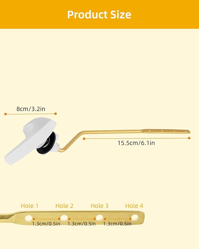 iFealClear Universal Brass Toilet Handle Replacement Kit, Side/Angle Mount Toilet Flush Handle Compatible with Kohler K-GP30324-CP/TOTO/American Standard, Stainless Steel Flapper Chain, White