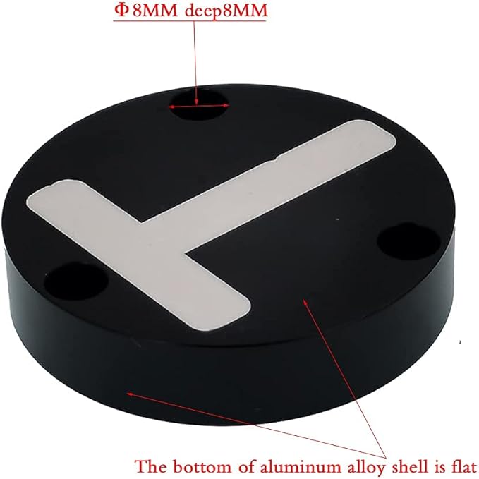 UMEI Universal Glass Level - Metal Round Horizontal Bubble T-Type Two-Way Level - Black - 60mm Diameter - 5' / 2mm Accuracy