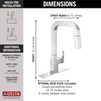 Delta Junction Chrome Kitchen Faucet with Pull Down Sprayer, Modern Single Hole Kitchen Sink Faucet, Single Handle, Chrome 19825LF