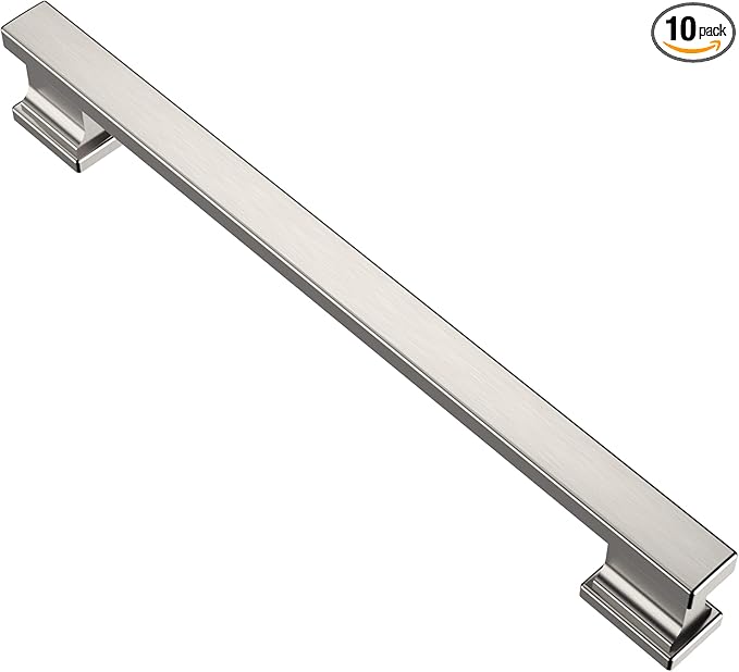 Alzassbg 10 Pack Brushed Satin Nickel Cabinet Pulls, 7 Inch(177.8mm) Hole Centers Kitchen Cabinet Handles for Cabinets and Drawers AL3061SN