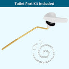 Universal Metal Side Mount Toilet Handle Replacement Kit Compatible with Kohler K-GP30324-CP/Glacier Bay Toilet with 1pc Flapper Chain, Toilet Flusher Lever, White