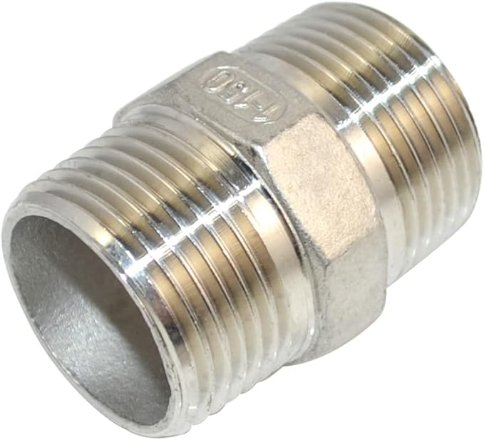 1" x 1" NPT Male Threaded Hex Nipple,Stainless Steel 304 Quick Coupler Pipe Fitting