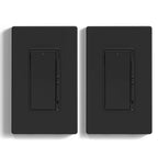 ELEGRP Dimmer Light Switch for 300W Dimmable LED/CFL Lights and 600W INC/HAL Bulbs, Single Pole/3-Way LED Slide Dimmer Light Switch, Wall Plate Included, UL Listed, 2 Pack, Black