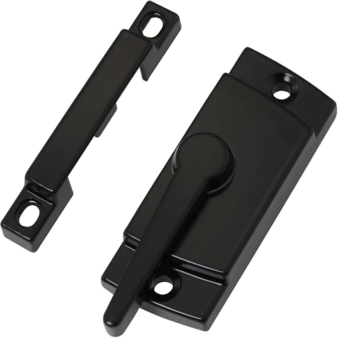 Sliding Sash Lock DGBRSM Black Sliding Window Sash Locks with Mounting Screws for Double Hung Window Latch Lock Security Vinyl Window Sash Lock and Keeper Replacement