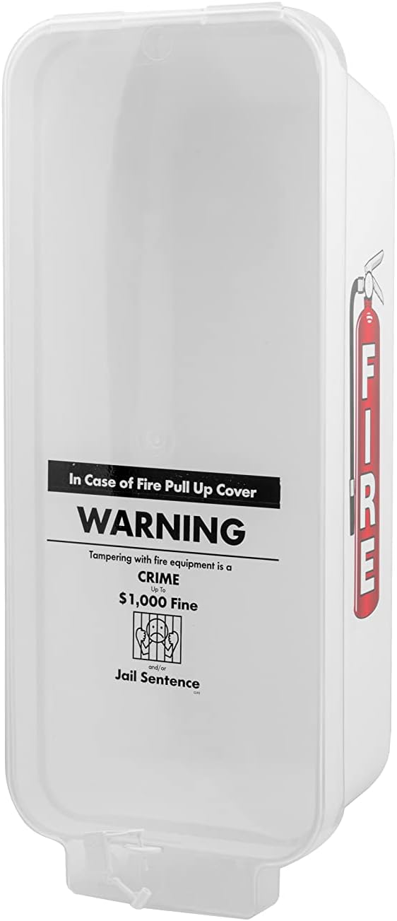 PRO&Family Fire Extinguisher Cabinet Fire Extinguisher Box Outdoor Fire Cabinet Mounted Fire Extinguisher Cabinet Fire Extinguisher Cover (10, White with Clear Pull-Cover, 5 lb)