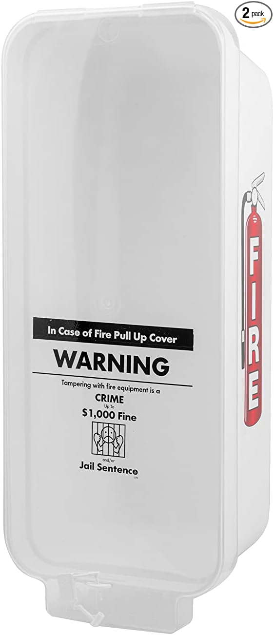 Fire Extinguisher Cabinet Fire Extinguisher Box Outdoor Fire Cabinet Mounted Fire Extinguisher Cabinet Fire Extinguisher Cover (White with Clear Pull-Cover, Rx350, Plastic, 10 Pounds, 2, AKA1)