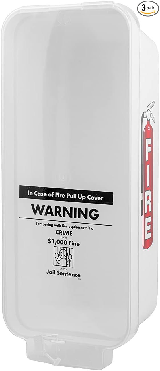 Fire Extinguisher Cabinet Fire Extinguisher Box Outdoor Fire Cabinet Mounted Fire Extinguisher Cabinet Fire Extinguisher Cover (White with Clear Pull-Cover, Rx350, Plastic, 10 Pounds, 3, AKA1)
