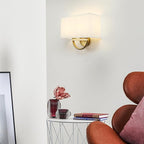 Industrial 2-Lights Wall Sconce Fixtures with White Textile Shade, Vintage Double Head Wall Light Lamps Decor for Hallway Bedroom Living Room Bathroom Corridor