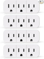 ELEGRP Triple Outlet Extender, 3-Prong Grounded Wall Tab, Multiple Outlet Extender Adapter Plug with 3 Electrical Outlets for Travel Home Hotel Office, ETL Listed, 4 Pack, White