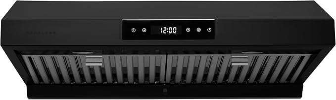 Hauslane Range Hood 30 Inch - Under Cabinet Range Hood 30" Matte Black Kitchen Hood, Vent Hood 30 Inches, Stove Vent Hood for Kitchen, Vent Hoods 30 Inch with LED - Chef Series PS18