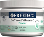 FREEDA Vitamin C - Buffered Vitamin C Powder - Kosher - Powerful Antioxidant Immune Support - Sensitive Stomach Vitamins C Drink - Calcium Ascorbate - Sugar Free Vitamin C - VIT C Supplement (8 oz)